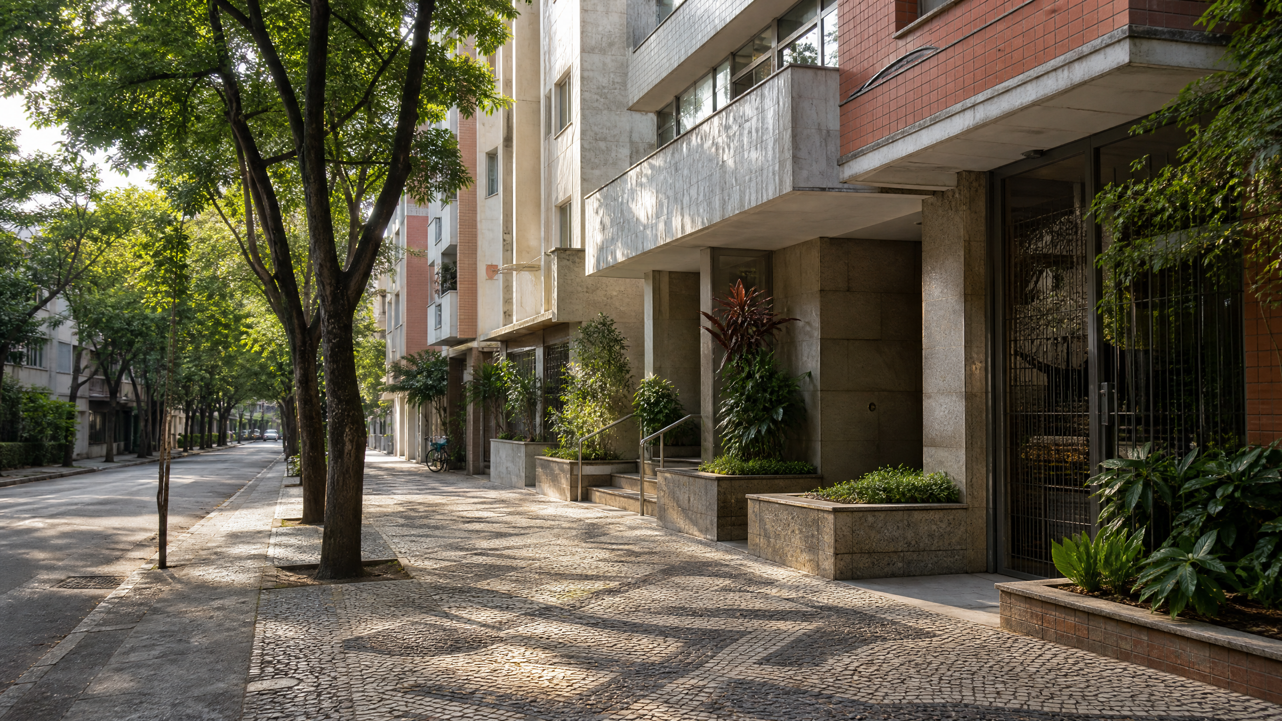 Rua residencial arborizada em cidade brasileira